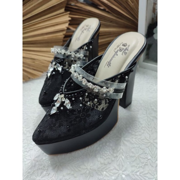 sepatu rafaizoutfit diamont hitam tinggi 12cm