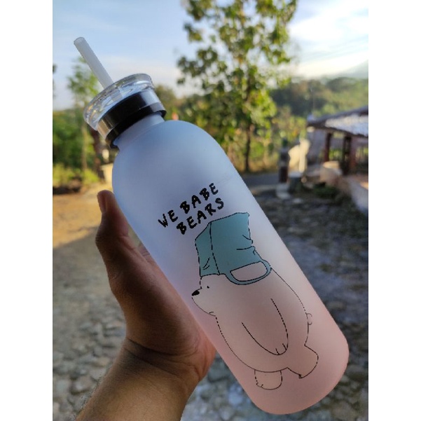 BOTOL MINUM BERGAMBAR 1 LITER FREE STIKER FOOD GRADE