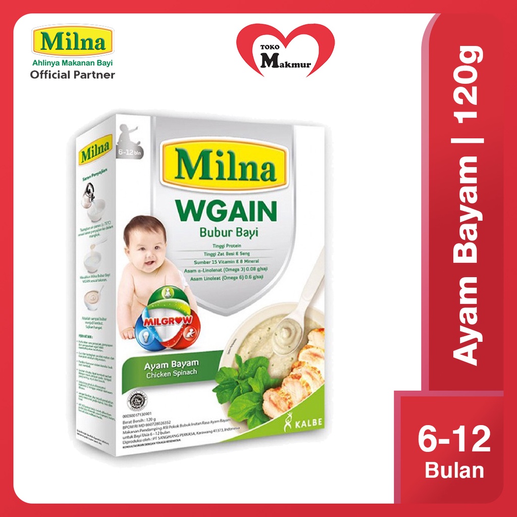 Milna Bubur Bayi Weight Gain 120Gr / Toko Makmur Online