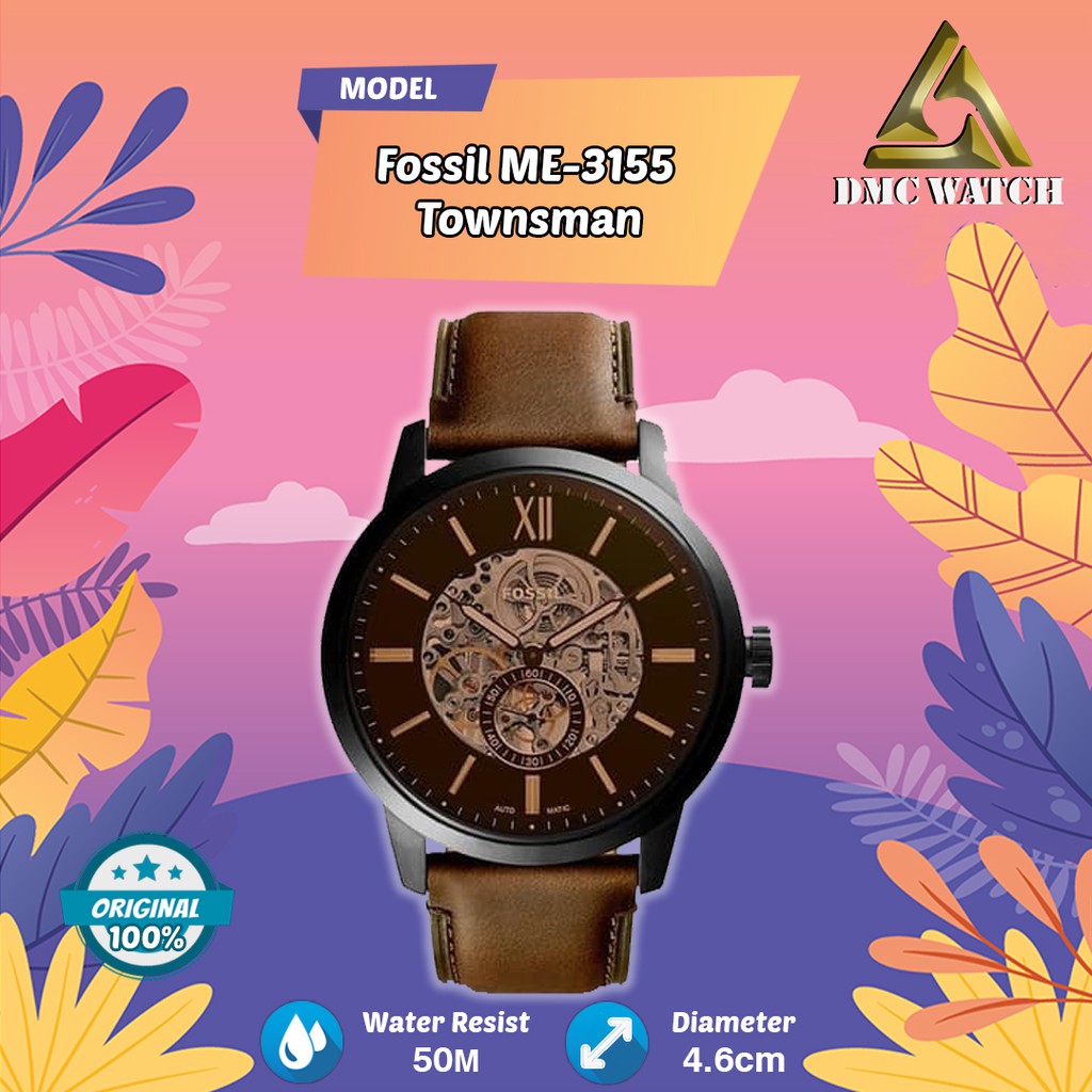 Jam Pria Fossil ME-3155 Townsman Original 1 Year Warranty + Tin Box