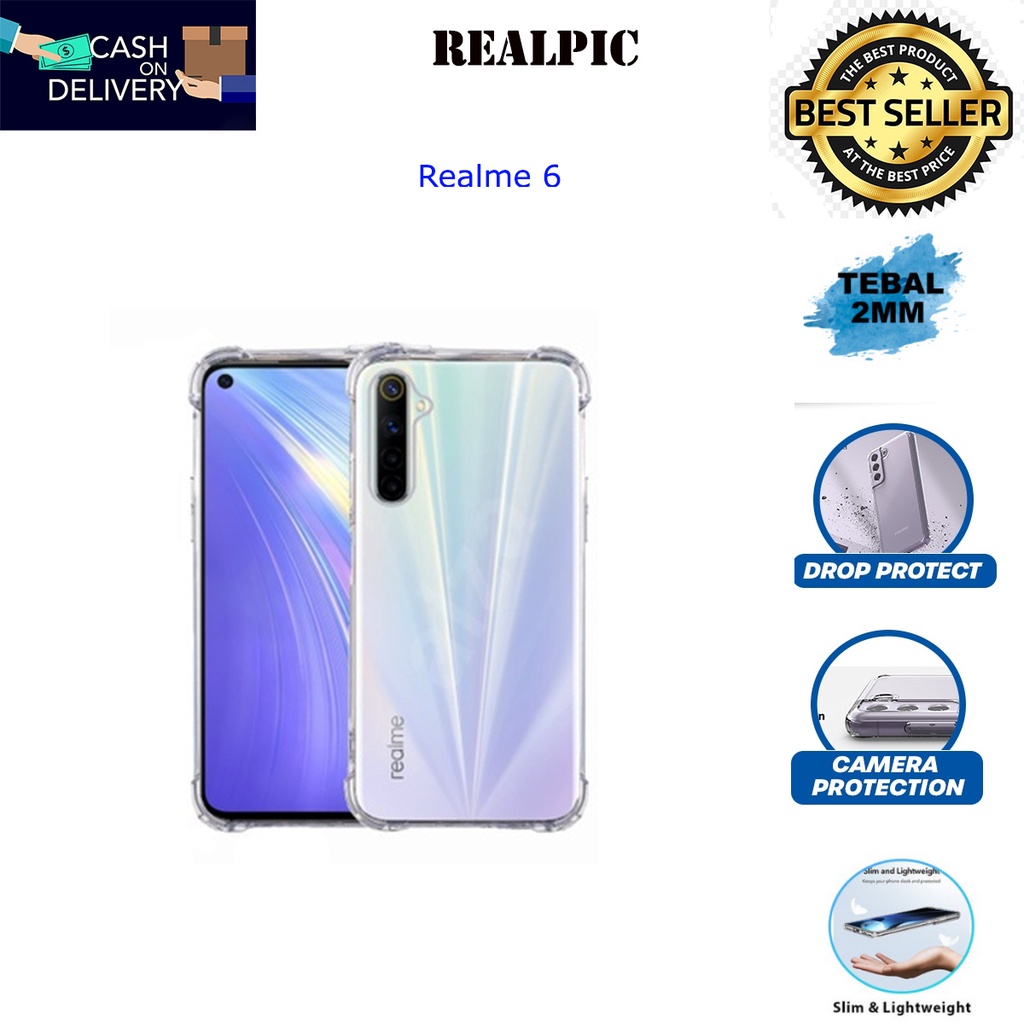 Case REALME 6 Casing Clear HD KETEBALAN 2MM BENING TRANSPARAN TPU Premium Softcase