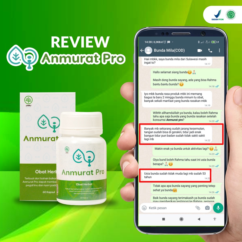 Anmurat Pro Obat Asam Urat dan Kolesterol Nyeri Sendi Pegal Linu Rematik Kaki Kebas Baal Herbal Paling Ampuh Ori Bpom