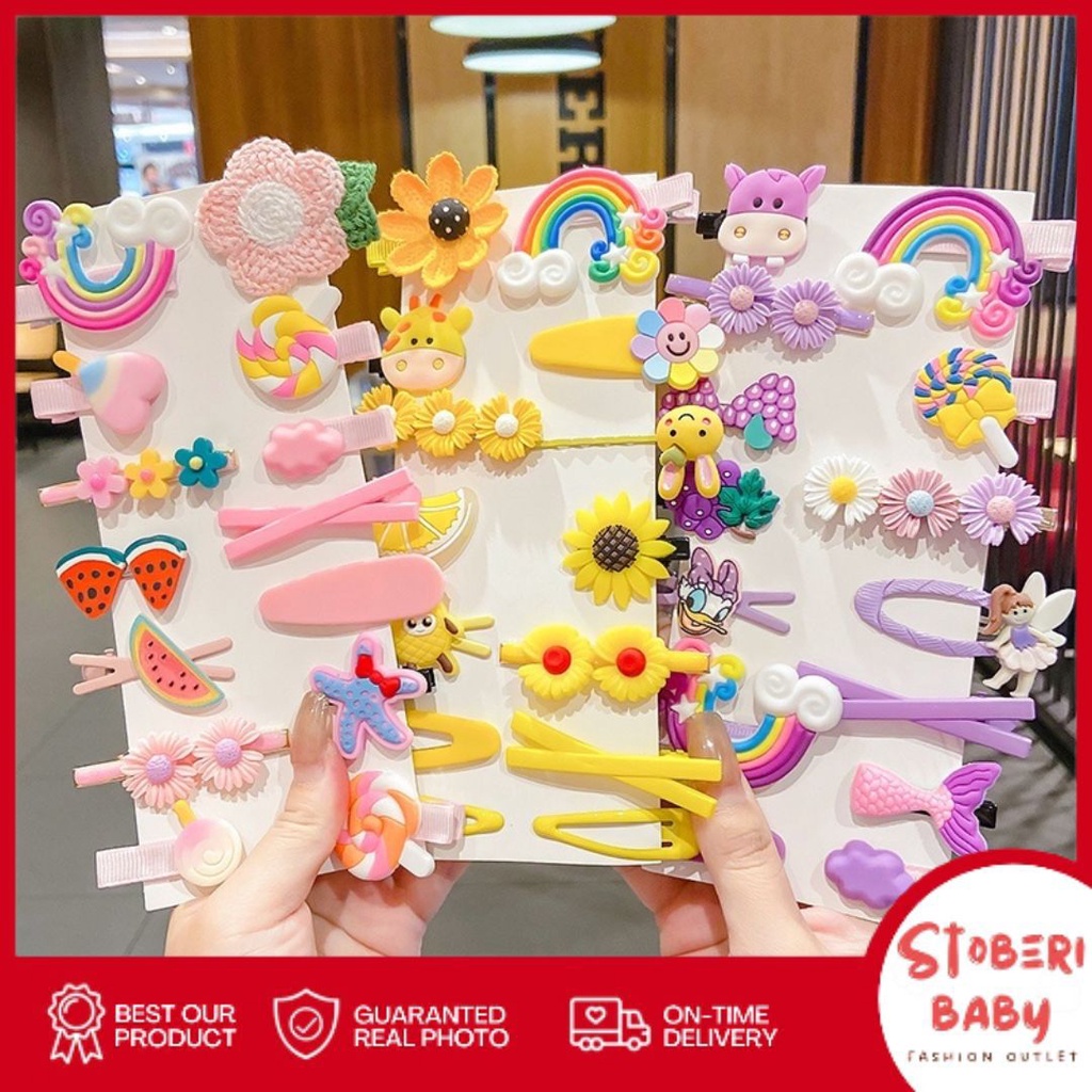 stoberi baby - JEPIT TWELVE Jepit Rambut Anak Fashion Korea Set 14 Jepit Rambut Kartun Jepit Rambut Gadis