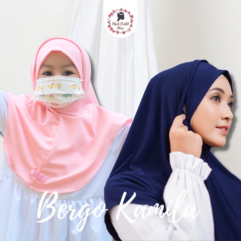 Bergo Kamila / bergo jersey couple anak dan dewasa