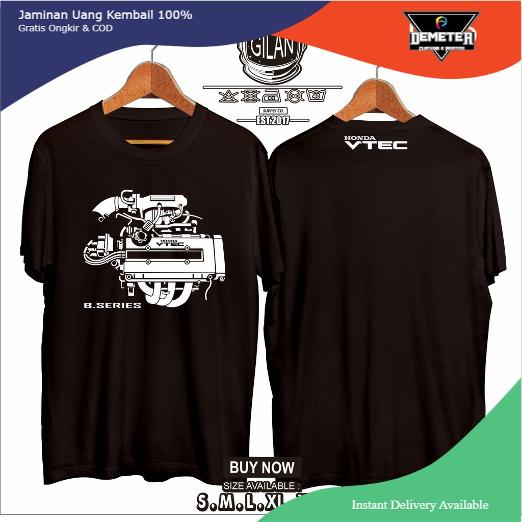 Kaos Baju Mesin Mobil HONDA B SERIES Kaos Otomotif - Demeter.Cloth