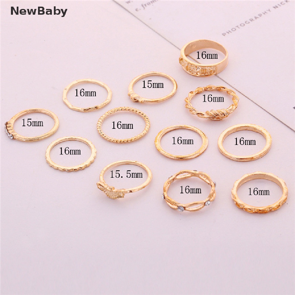 12pcs / Set Cincin Knuckle Lapis Emas Gaya Vintage Punk Untuk Wanita