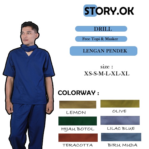 Baju OK/OKA Lengan Pendek/Petugas medis/Perawat Jaga PREMIUM DRILL