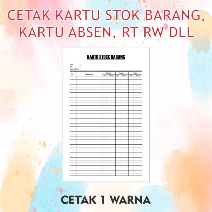 

Cetak Kartu Stock / Persediaan Barang, Kartu Iuran, Kartu Absen, Dll