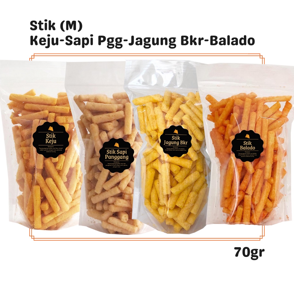 

Snack Stik Keju / Balado / Sapi Panggang / Jagung Bakar (M) 70gr / Snack Cemilan Asin
