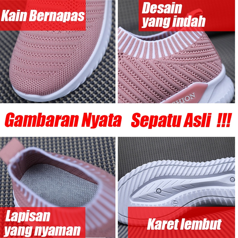 QINGSHUI Kualitas Tinggi Sepatu Wanita. Bernapas Sepatu Lari Wanita Socks Sepatu Kets Sepatu Fashion Wanita Terbaru Wanita Sepatu Flat Slip-on Wanita Sepatu Hiking Wanita