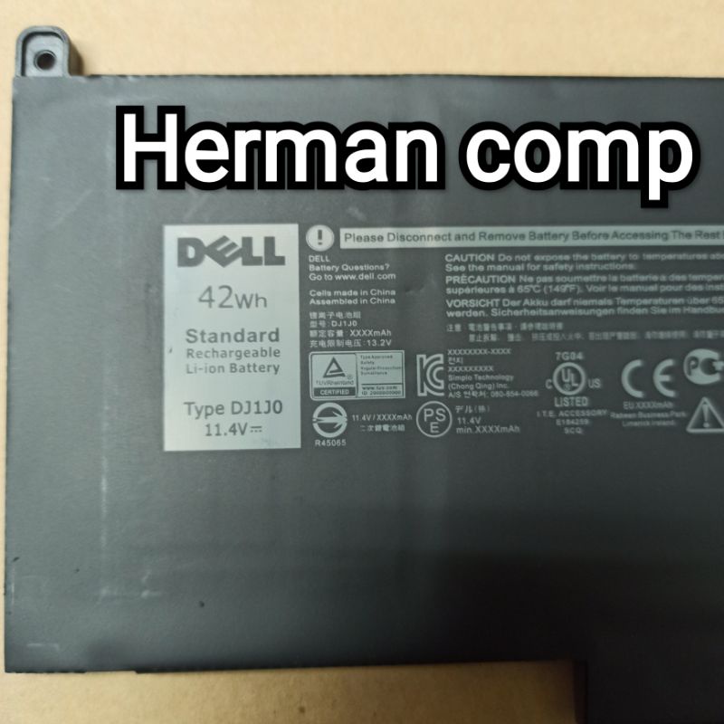 Original Baterai Dell Latitude 7280 7290 7380 7390 7480 7490 Model DJ1J0 42WH