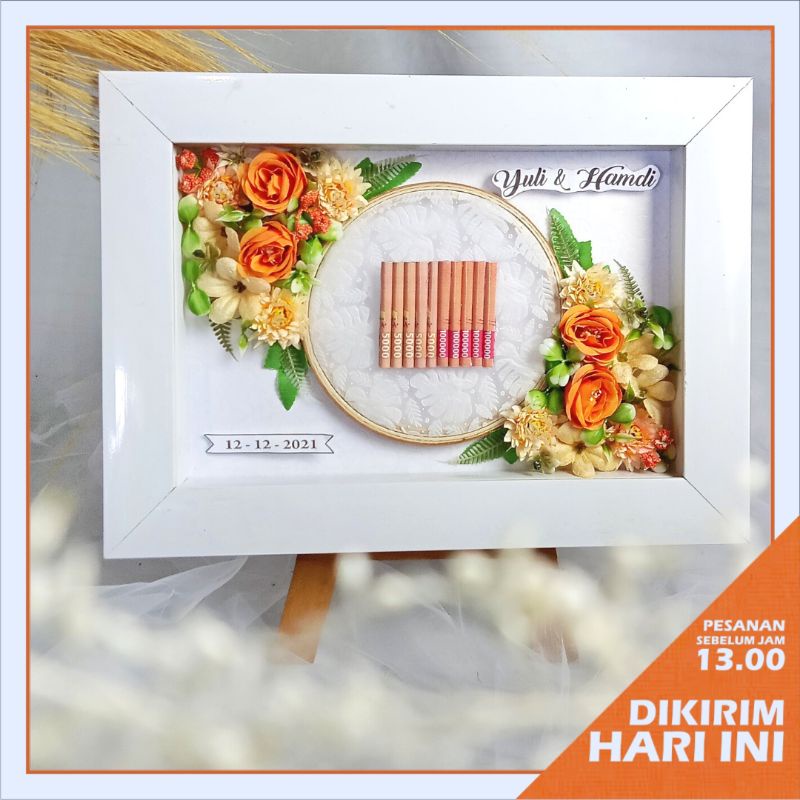 Frame Bingkai Uang dan Logam Mulia untuk Seserahan, Mahar dan Kado Pernikahan-P.MHR.PEMBIDANG