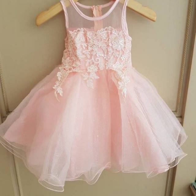 GA2451 PREMIUM SIERA DRESS PEACH / Baju pesta anak perempuan / gaun ulangtahun