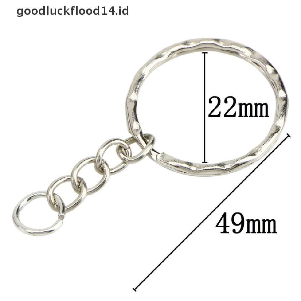 [OOID] 50PCS DIY 25mm Polished Silver Keyring Keychain Split Ring Short Chain Key Ring ID