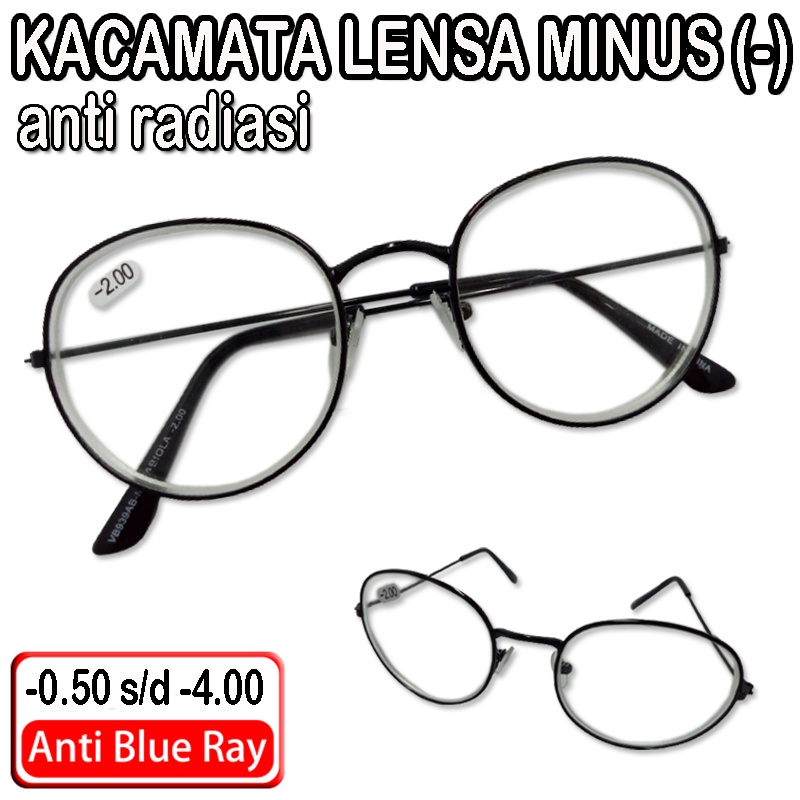 Kacamata Minus Anti Radiasi Blue ray Frame Oval Min -0.50 s/d -4.00 Kaca Mata Baca Minus Pria Wanita