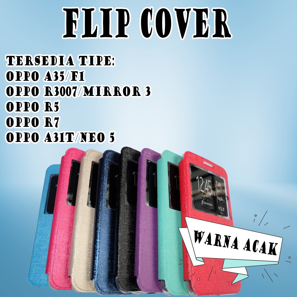 WARNA ACAK Casing Sarung Leather Case Flip Cover Dompet OPPO A35 F1 R3007 MIROR 3 R5 R7 A31T Neo 5.5