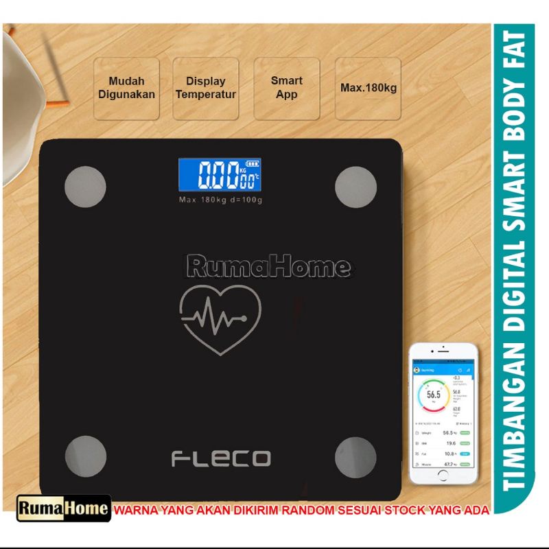 Fleco Timbangan Badan Digital Body Fat Monitor Dengan App Smart Weight Scale