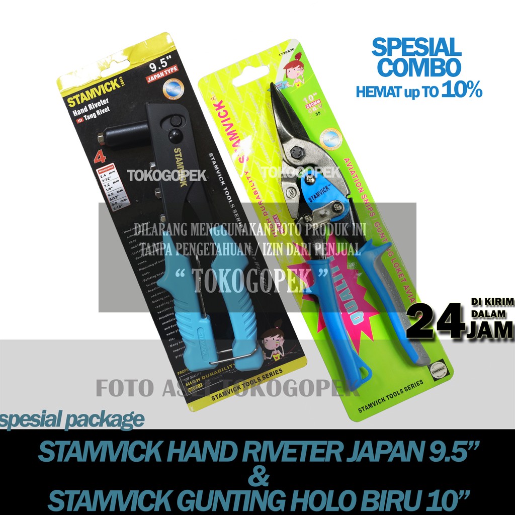 PAKET STAMVICK TANG RIVET JAPAN 9.5&quot; &amp; GUNTING SENG HOLO 10&quot; INCH