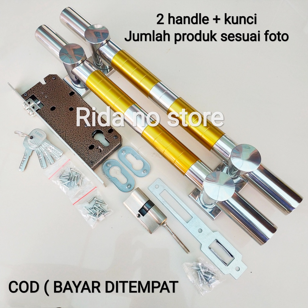 Handle Pintu Kunci Rumah 45 cm / 2 gagang pintu rumah plus kunci pintu