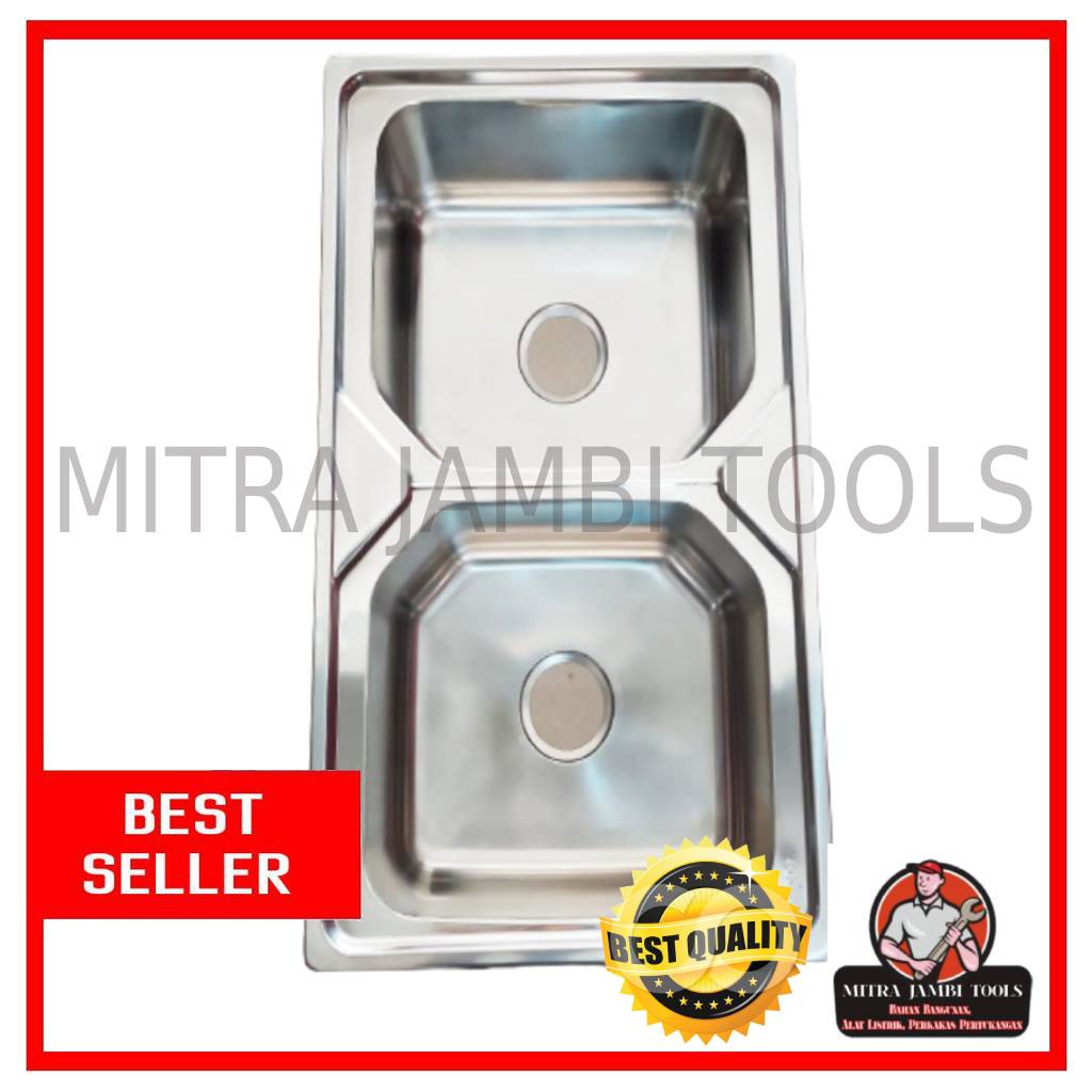 BAK CUCI PIRING 2 LUBANG TODINI STAINLESS STEEL / BCP 2 LUBANG STAINLESS STEEL