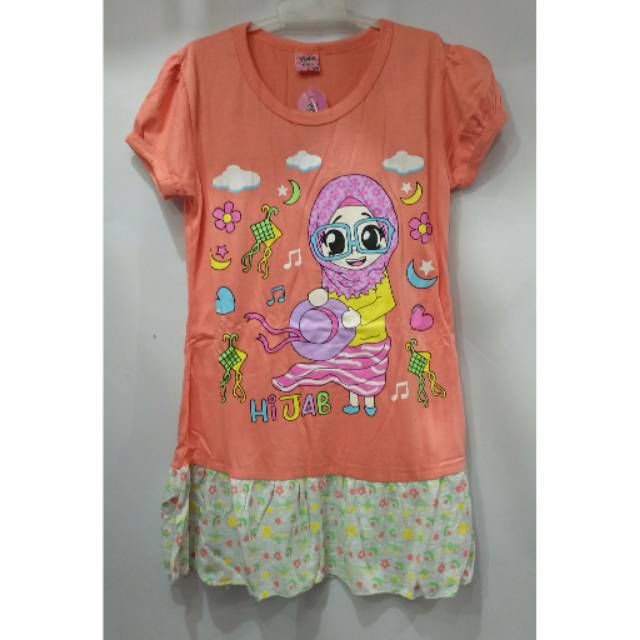 Daster anak perempuan merk Valee kids gambar cewek hijab usia 6-8tahun