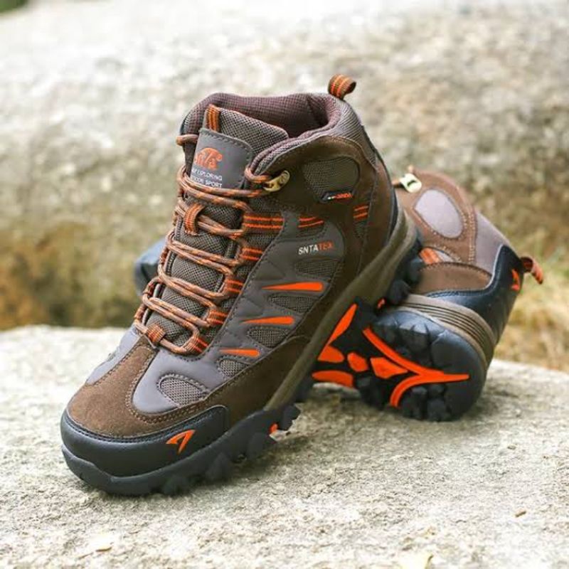 Sepatu Hiking Gunung SNTA 493 Brown Orange