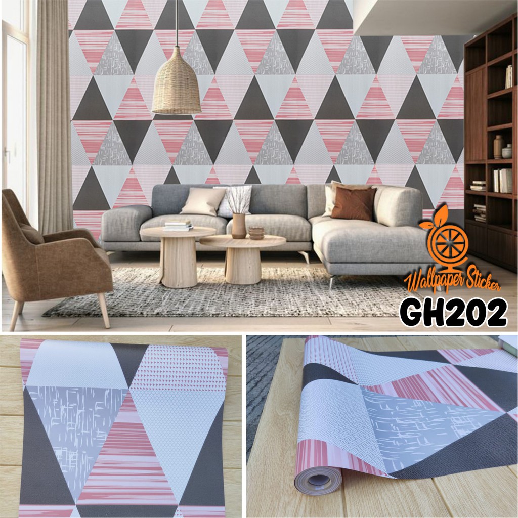 Wallpaper Stiker Dinding Merk Orange Gh202 Motif Segitiga Merah Shopee Indonesia