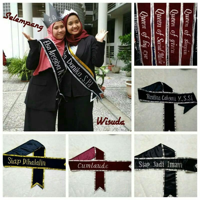 Selempang Wisuda Slempang Sidang Sash Kelulusan Bahan Bludru