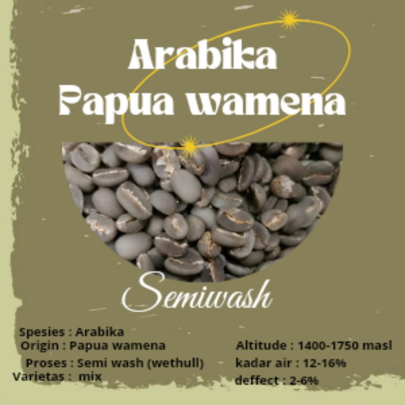 

green bean / biji kopi arabica Papua Wamena semi wash ( wethull ) 1kg