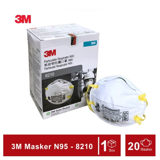 ORIGINAL! 3M Masker N95 8210 Particulate Respirator - 1 Box [20 Masker]