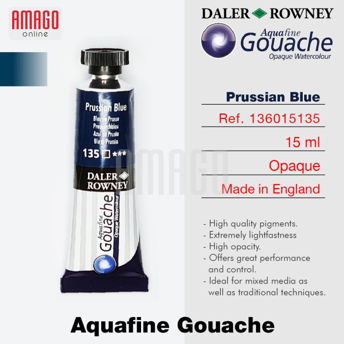 Aquafine Gouache Opaque Watercolour 15 ml - PRUSSIAN BLUE - 135