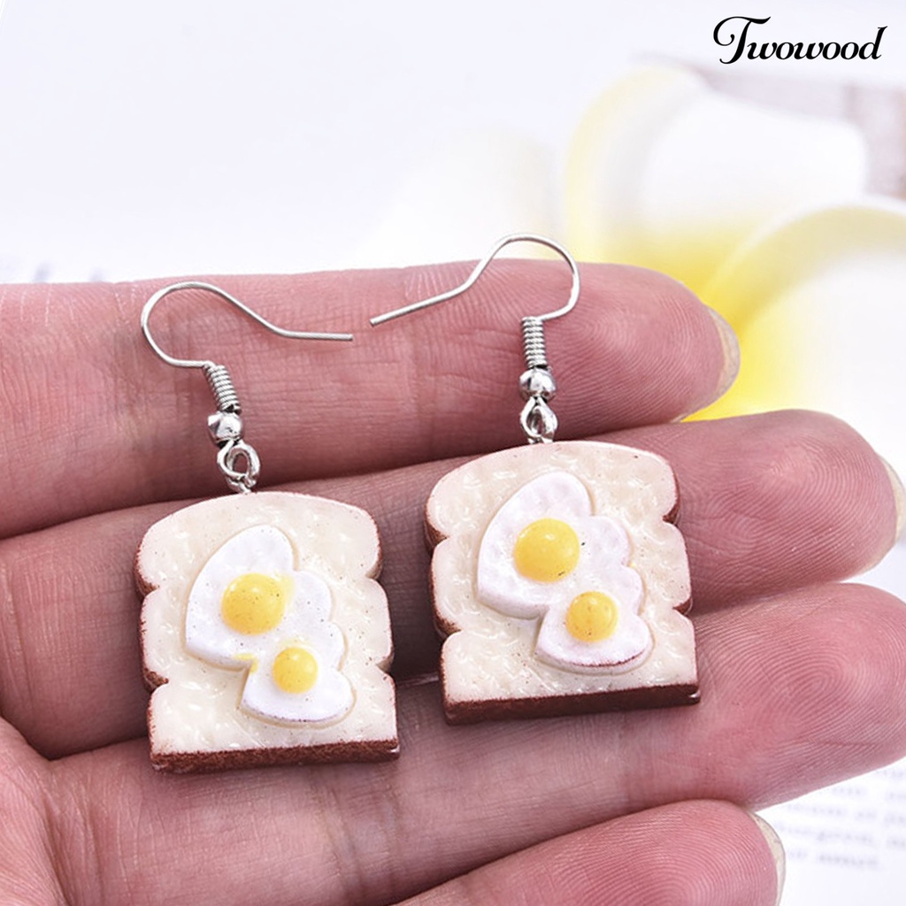 Twowood 1 Pair Girls Earrings Bread Eardrop Funny Jewelry All Match Lightweight Cute Hook Earrings for Daily Wear