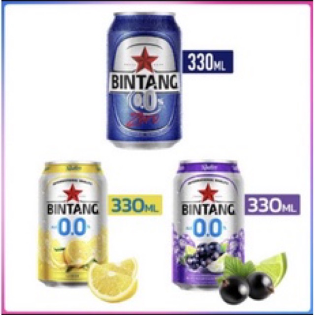 Bintang Zero 330ml Rasa Original Lemon Blackcurrant - Minuman Karbonasi - Bintang Radler 0.0