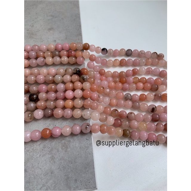 bahan batu import sun stone 10mm round stone beads natural pink peach