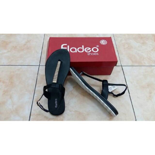 sendal tali sendal sepatu wanita fladeo size 37 hitam coklat putih