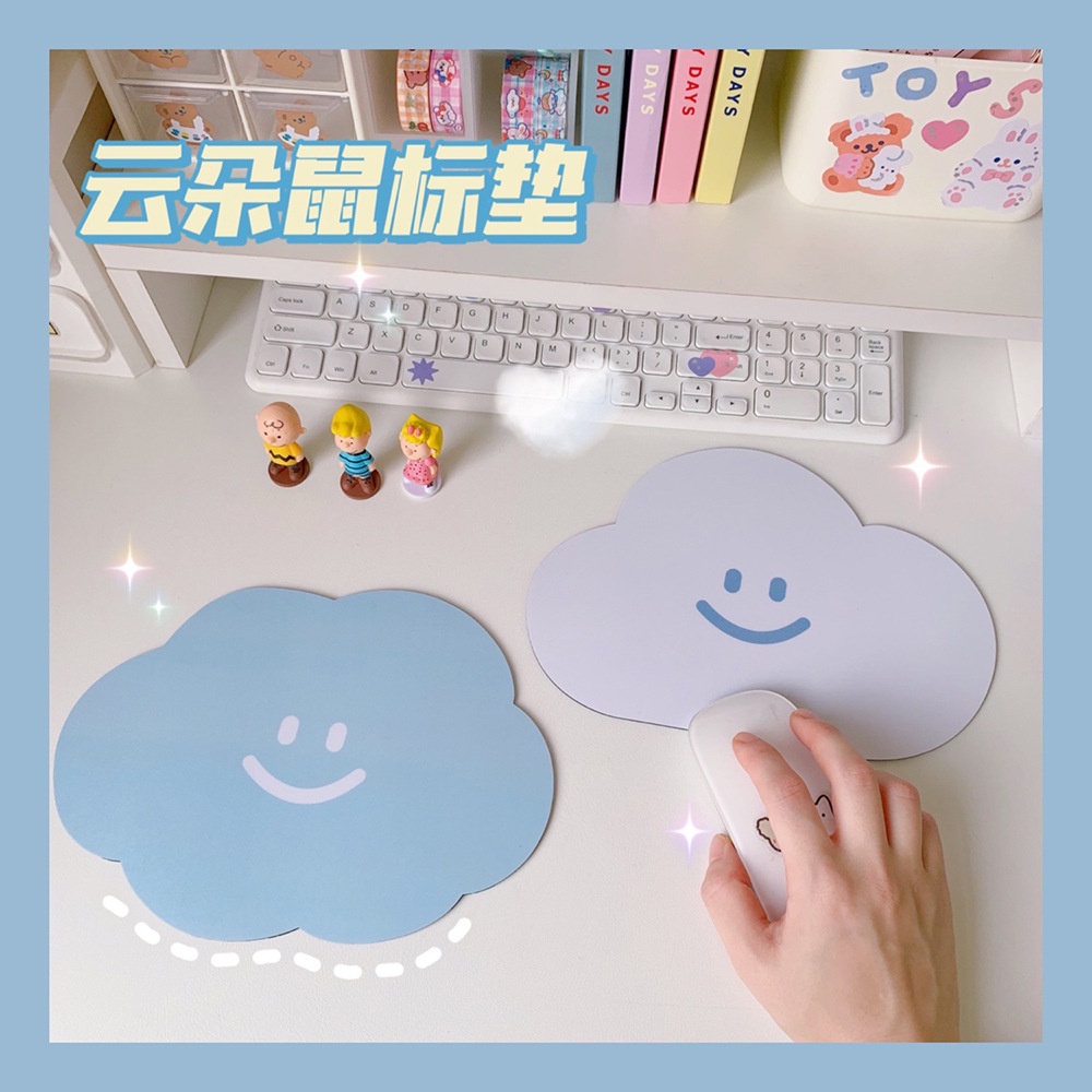 Japanese Style Blue/white Cloud Shape PVC Non Slip Waterproof Mousepad Creative Coaster for Friend Gift