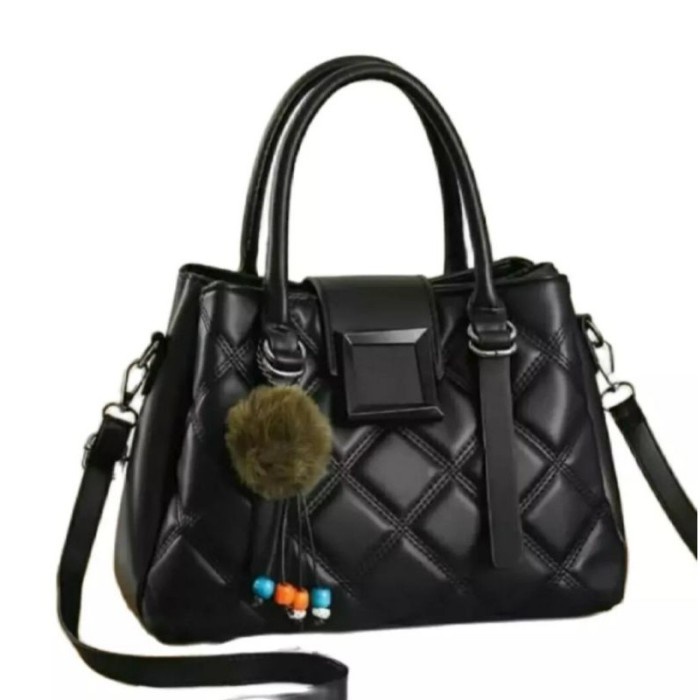 Tas Slempang Wanita Bahu Motif Kotak Bordir ibu Kondangan Cantik Hitam, All Size P2F2 Terlaris Fashi