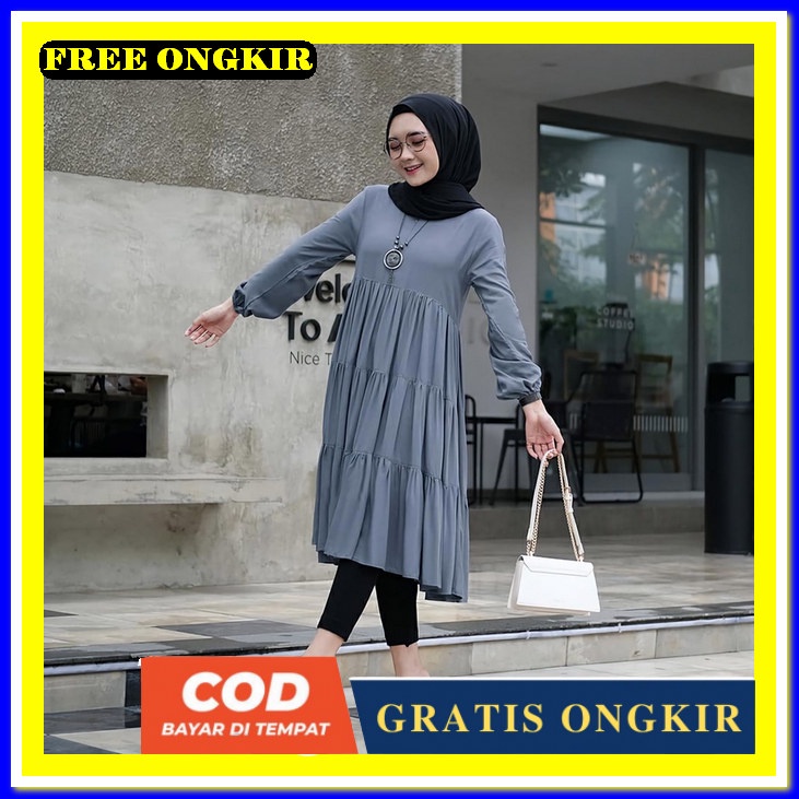 Baju Muslim Remaja Pakaian Wnta Bj Fashion Lebaran 2022 Bsju Muslimah Tunik Wanita Import Dres Kemej