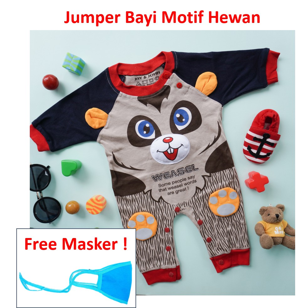 Baju Jumper Bayi Romper Baby Karakter Hewan 1 Tahun Baju Jumper Bayi Romper Baby Karakter Hewan 1 Tahun