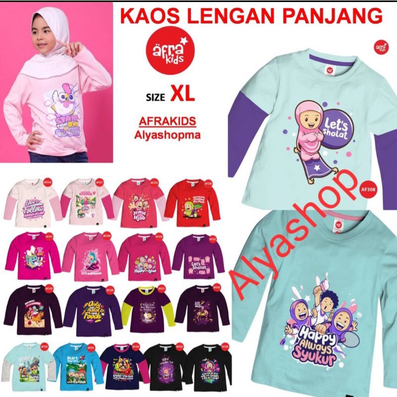 PROMO Kaos Afrakids Lengan Panjang - Kaos Anak Muslim SIZE XL (untuk size S, M, L &amp; XXL ada di etalase yang berbeda)