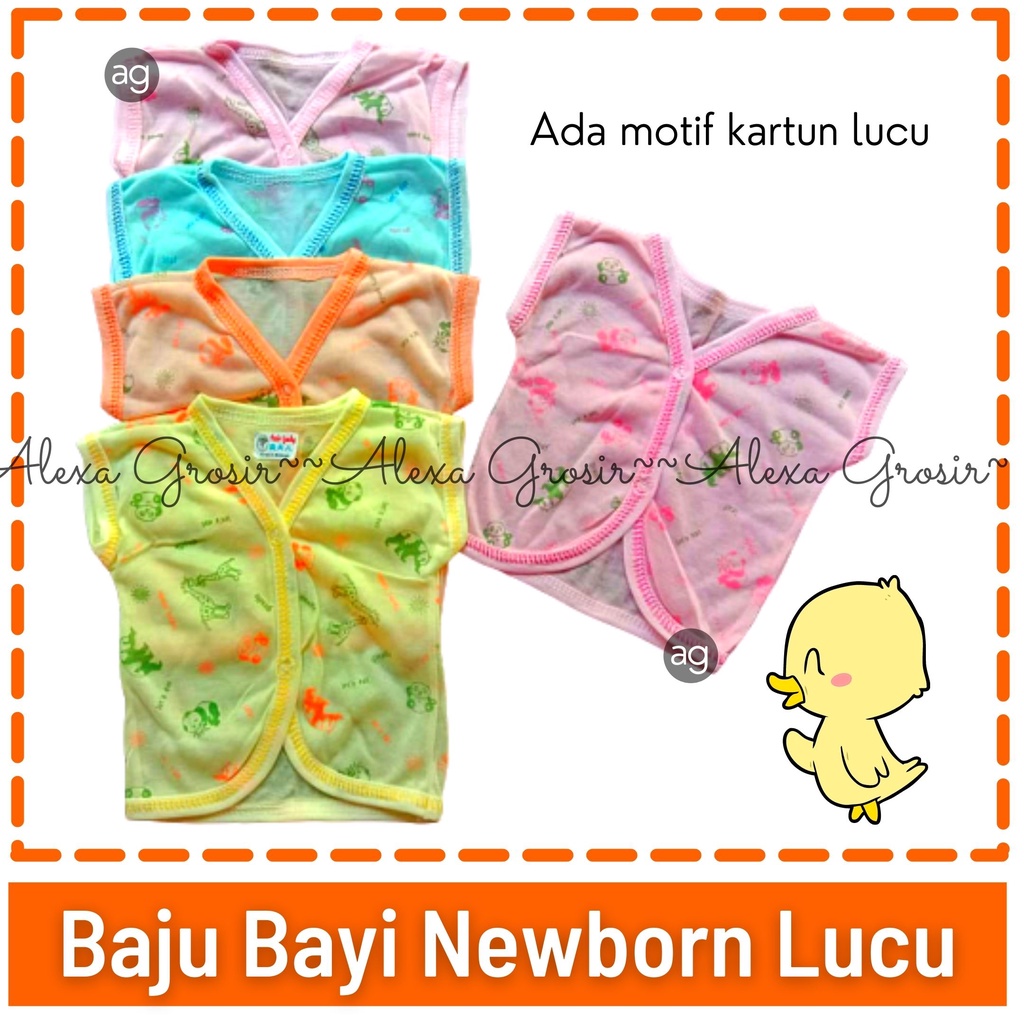 1 Pcs Baju Bayi Newborn Lengan Pendek 0-3 Bulan Motif Murah Warna