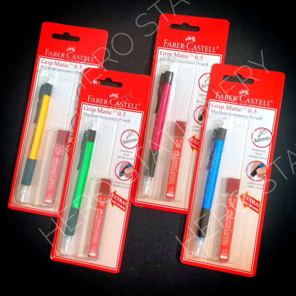 

Set pensil mekanik + isi faber-castell grip matic 2B 0.5 mm