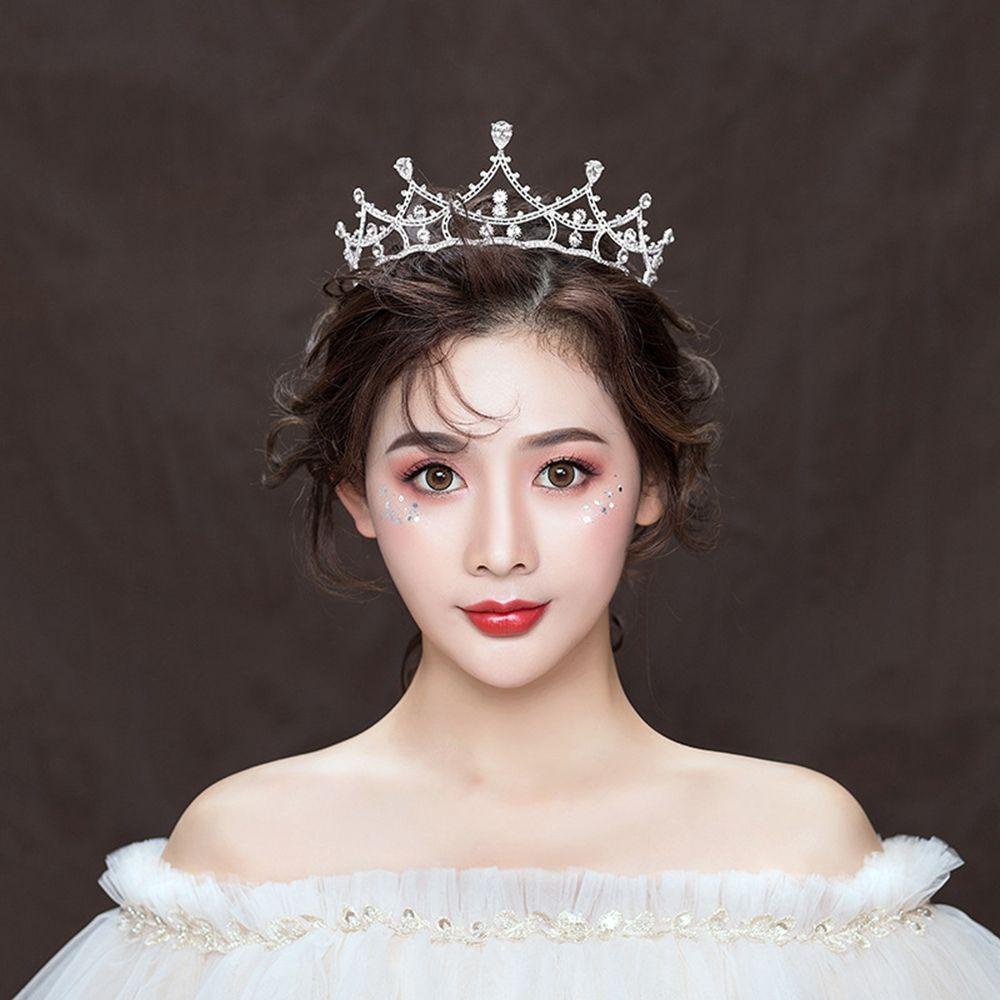 Needway   Mahkota Pengantin Fashion Ulang Tahun Mahkota Putri Mahkota Paduan Gadis Berlian Imitasi Bando Gaya Korea Hiasan Kepala Pengantin