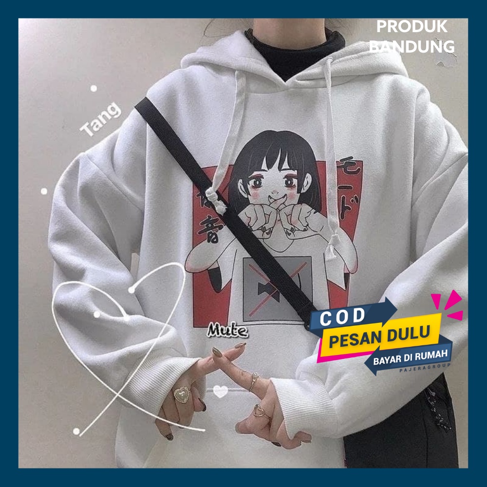 hoodie couple bestie wanita lucu switer aesthetic Korean Korea style oversize tebal
