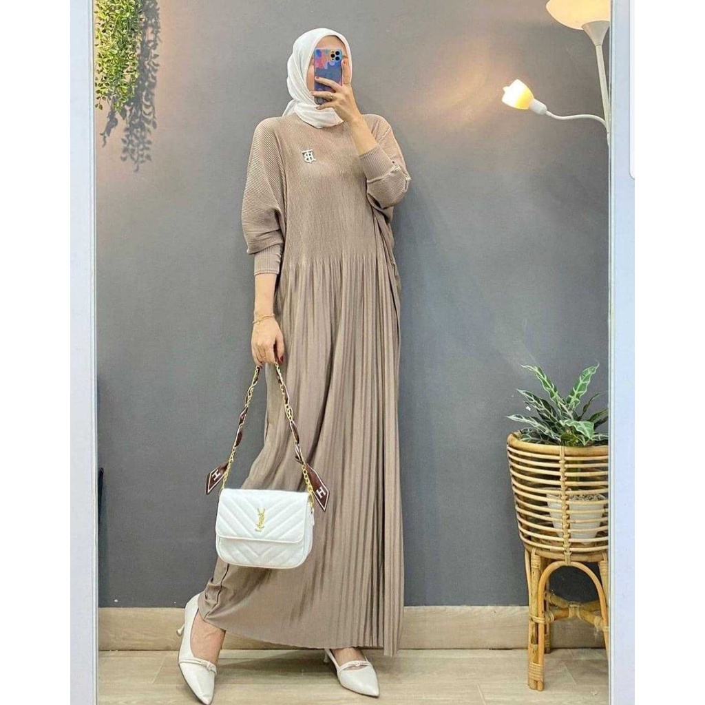 Lidya Maxy Knit Big Size/Fashion Wanita/Maxy Jumbo Wanita/Casual Dress/Baju Cewe/Terbaru/Termurah/Ne
