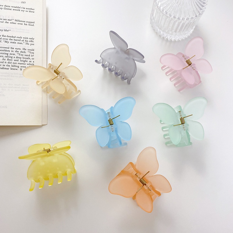 FAIRY BUTTERFLY FROSTED ACRYLIC KOREAN HAIR CLAW JAW CLIPS MINI SMALL JEPIT JEPITAN BADAI JEDAI KLIP RAMBUT KUPU-KUPU KUPU KUPU KECIL KOREA WANITA WOMEN THICK HAIR ACCESSORIES CLUTCHER CLIP ACRYLIC SOLID COLOR MEDIUM FROSTED HARICLIP