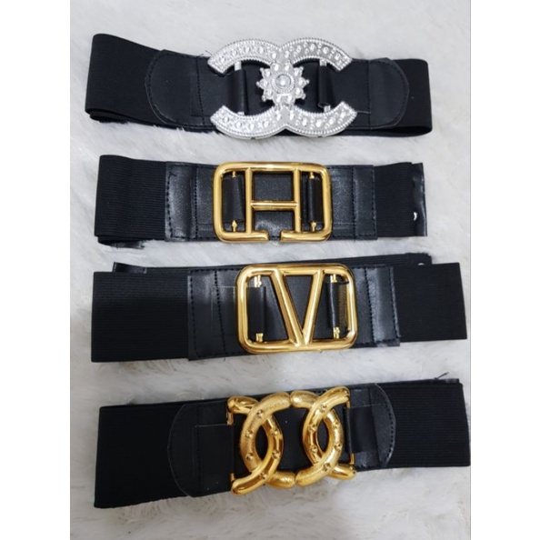 BELT KEPALA EMAS / SILVER CC. HS. V. CG. KARET HITAM ELASTIS IKAT PINGGANG WANITA