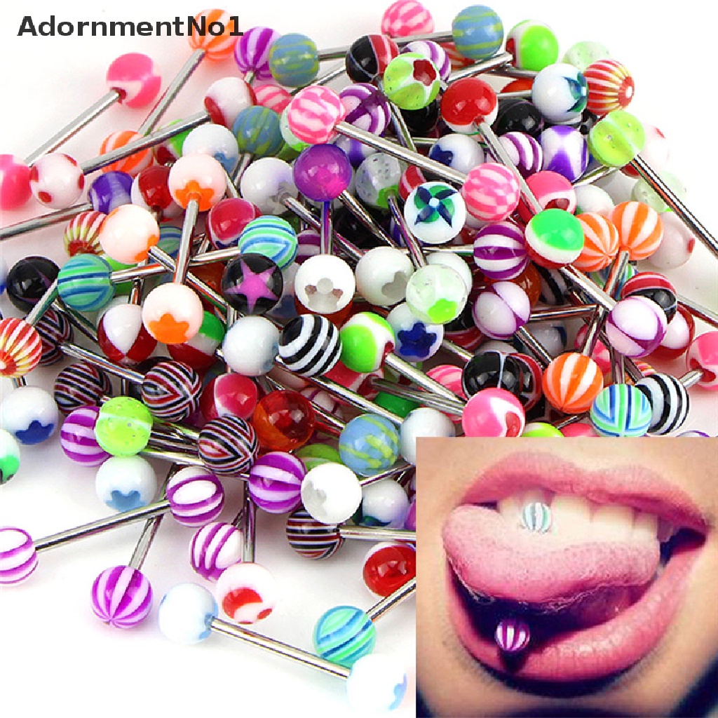 (AdornmentNo1) 20 / 50 / 100PCS Anting Tindik Lidah / Tubuh Bentuk Barbel Bahan Surgical Steel