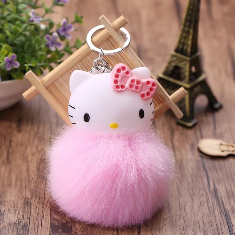 Gantungan Tas Kucing Imut Lucu PomPom Import