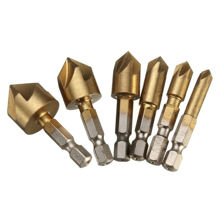 Mata Bor 6pc Flute Chamfer Countersink Drill Bit HSS Titanium *MB26